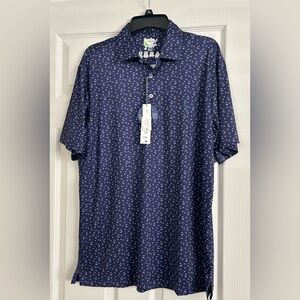 Tailorbyrd Navy Micro-Print Polo